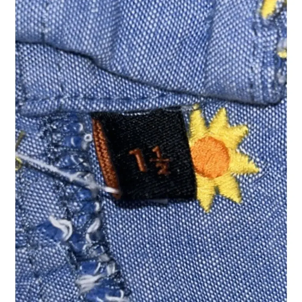 Aarong Baby Size 18mths Chambray Sunflower Embroidered Sun Dress W/Panties NWT
